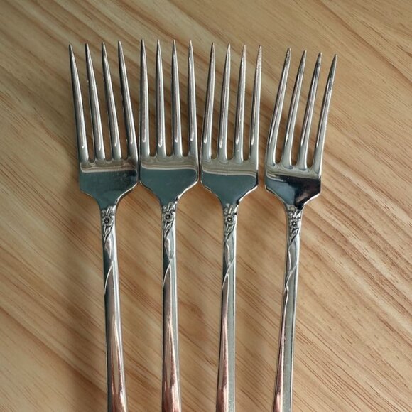 Vtg Oneida Evening Star Grille Forks Vinade Set Of 4 1950 Community Silverplated - Picture 2 of 9
